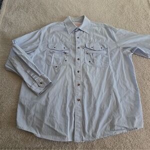 C.C. Filson Co Long Sleeve Sport Fishing Shirt Style 12018 Light Blue Size XL
